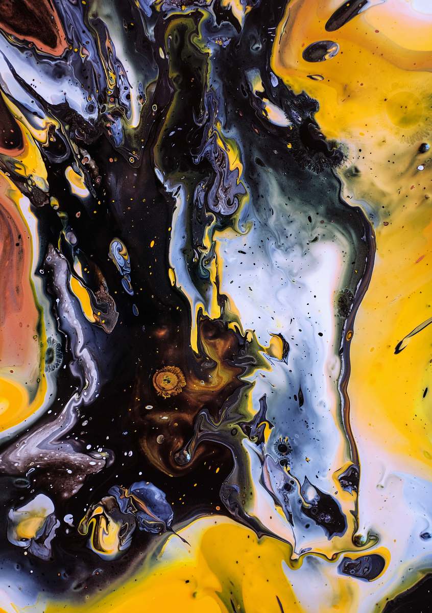 modern art black and yellow abstract painting painting